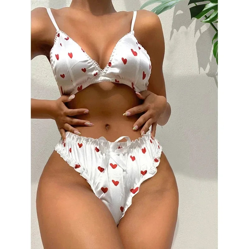 Conjunto de 2 Peças Sutiã e Calcinha Lingerie sem Fio