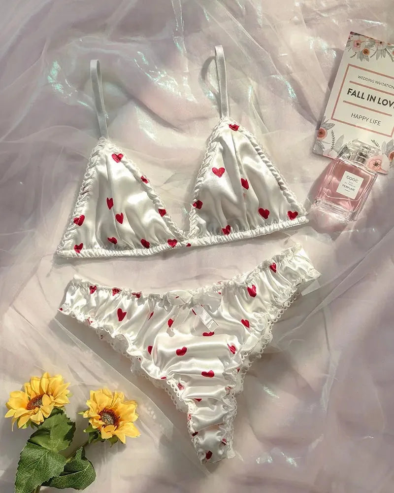 Conjunto de 2 Peças Sutiã e Calcinha Lingerie sem Fio