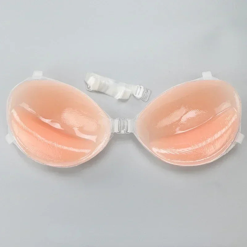 Sutiã de Silicone Push UP Fecho Frontal Sem Alças